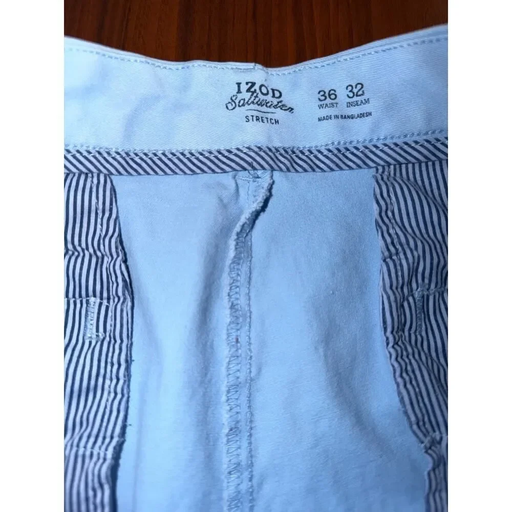 IZOD Saltwater Stretch Straight Fit Chino Pants Light Blue - Size 36x32